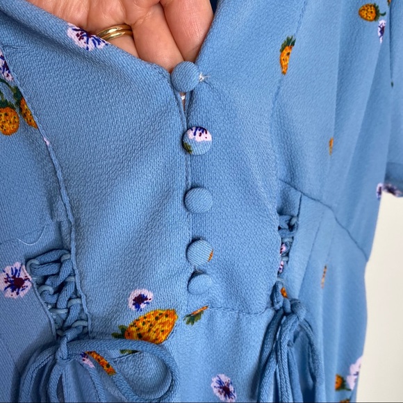 CHICWISH BLUE PINEAPPLE PRINT MINI DRESS SM - Picture 9 of 9